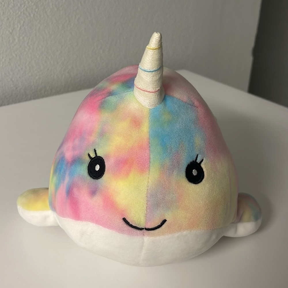 NWT Squishmallows 12” Natalie Narwhal Tie Dyed Pastel Plush Whale